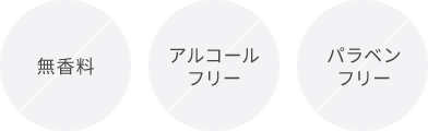 無香料、アルコールフリー、パラベンフリー