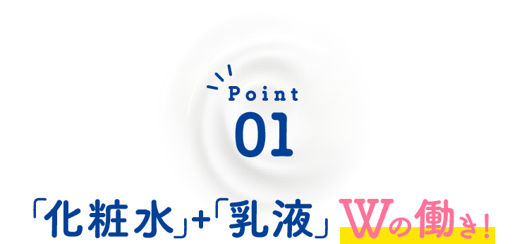 Point01 「化粧水＋乳液」Wの働き！