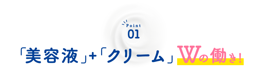 Point01 「美容液＋クリーム」Wの働き！
