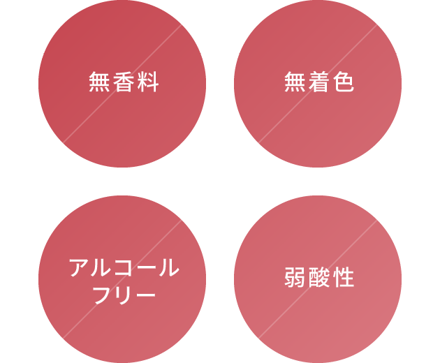 無香料、無着色、アルコールフリー、弱酸性