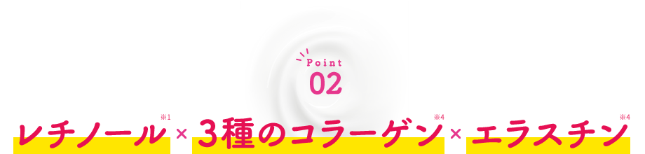 Point02 レチノール※1 × 3種のコラーゲン※4 × エラスチン※4